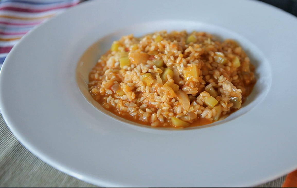 receta de arroz integral con puerros y calabacin