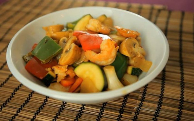 Receta de Wok de verduras y marisco