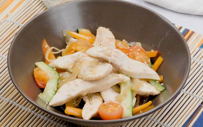 Wok de pollo con verduras