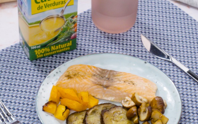 Bodegon con producto salmon al horno