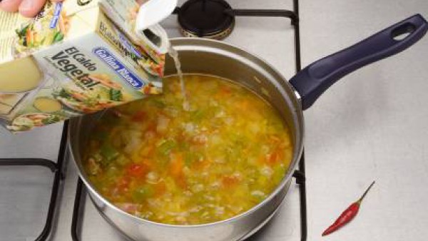 Segundo paso sopa de verduras con pasta