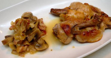 Conejo con champiñones al cava