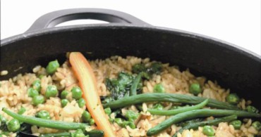 arroz con verduras y bacalao