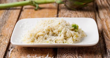 Risotto con crema de alcachofas