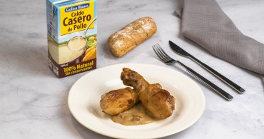 Muslos de pollo con champiñones con producto