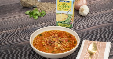 Lentejas con verduras y chorizo con producto