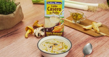 Emplatado con producto crema de setas casera