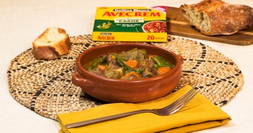 Emplatado con producto menestra de ternera con verduras